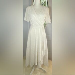 Tommy Hilfiger White Eyelet Faux Wrap High Low Dress SZ 8